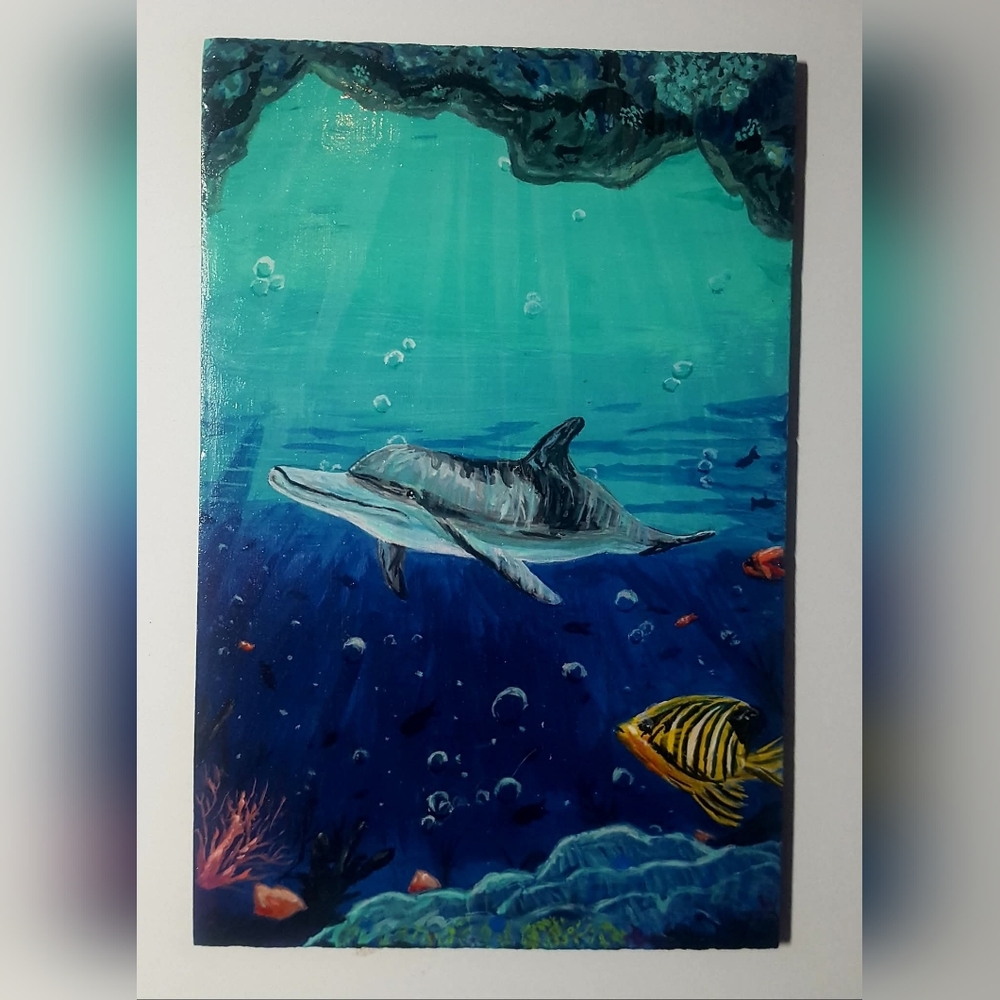 Dolphin Handpainted Slate